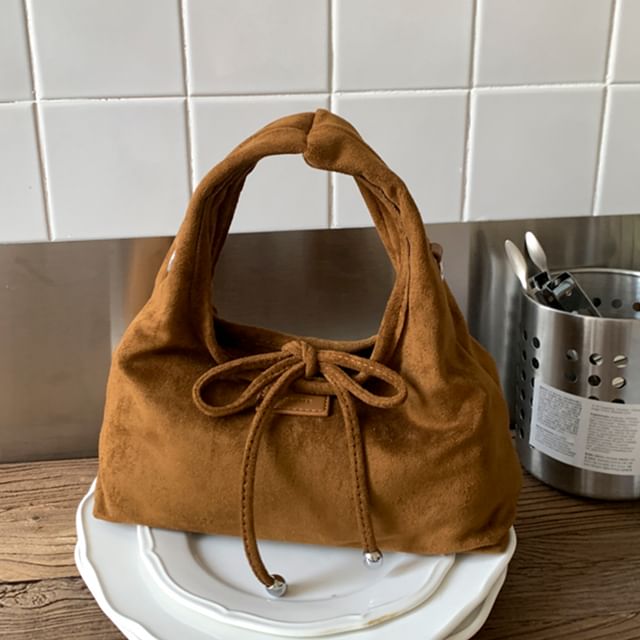 Crossbody Bag Faux Handle Plain Top Suede