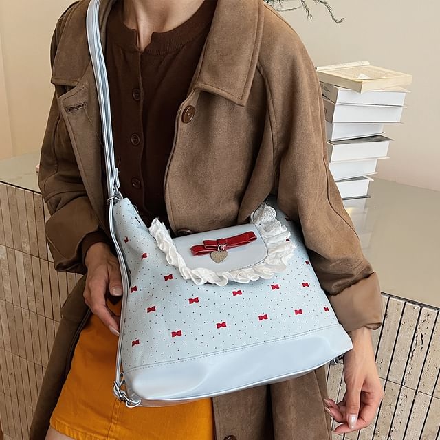 Patterned Accent Crossbody Bag Bow