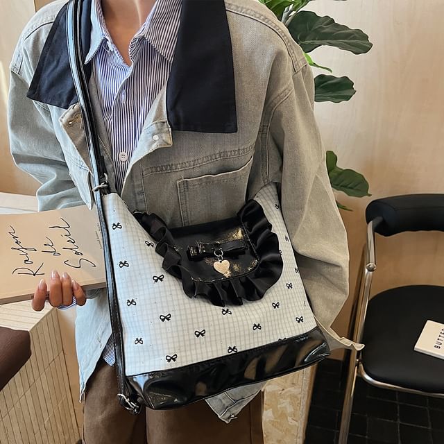 Patterned Accent Crossbody Bag Bow