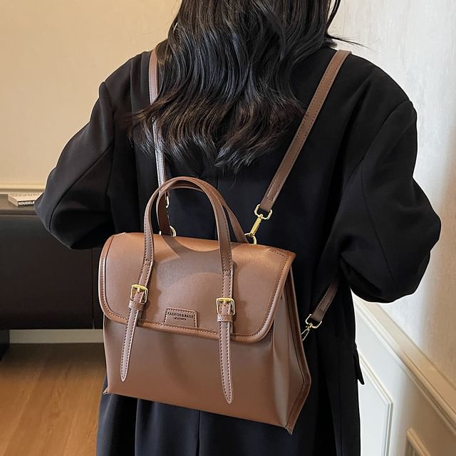 Backpack Faux Leather Flap