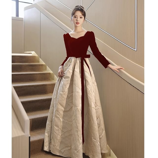 Dress Sweetheart Cocktail Evening A-Line Bow Panel Gown Designs) Neck (Various Midi Jacquard /
