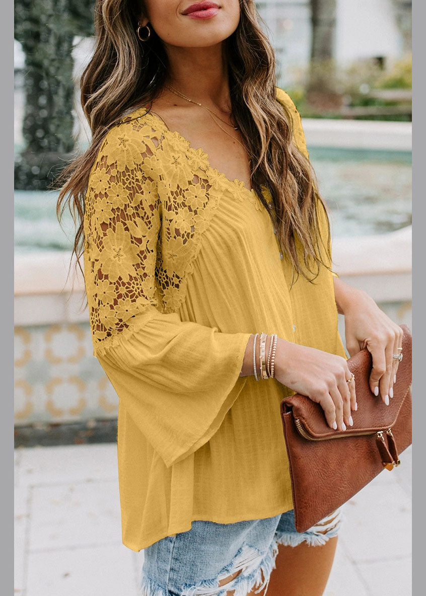 Shirts V T Yellow Neck Bracelet Sleeve