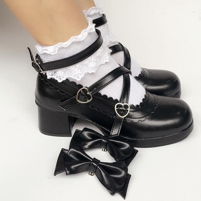 Bow Made SP167935 Shoes Detachable Custom Lolita Black
