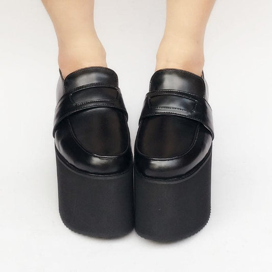 Custom Shoes SP168379 Black Made Leather Uniform Platform