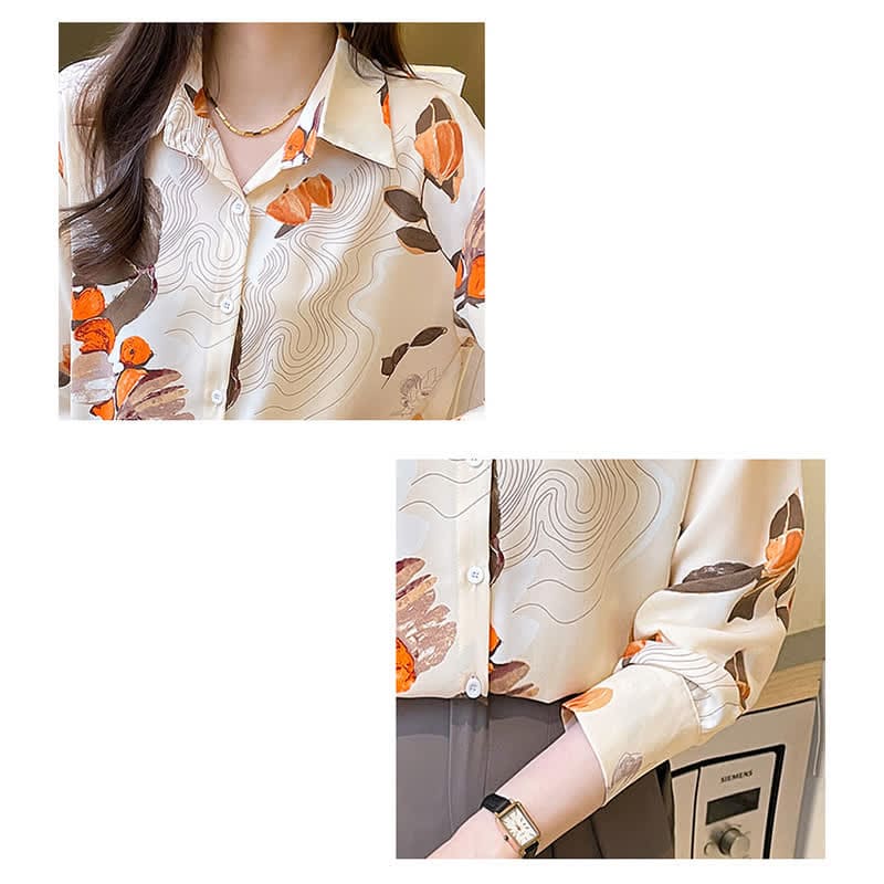 Abstract Ripple Print Chiffon Shirt Workwear