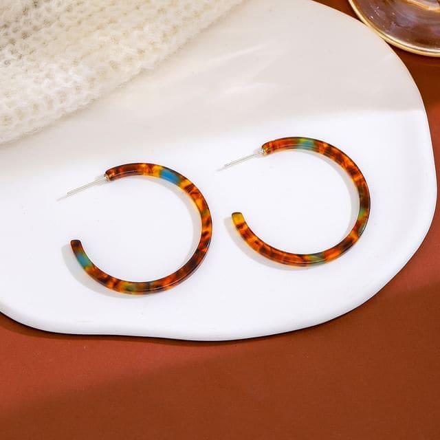 Acetate Open Hoop Earring - 1 Pair - E6400 - Red / One Size