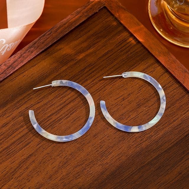 Acetate Open Hoop Earring - 1 Pair - E6403 - Blue / One Size