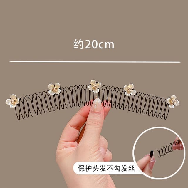 Acrylic Alloy Hair Comb (Various Designs) - 01 - White &