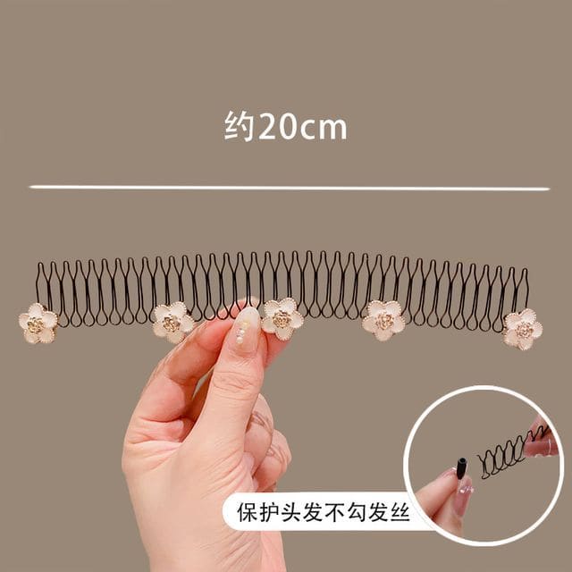 Acrylic Alloy Hair Comb (Various Designs) - 03 - White &