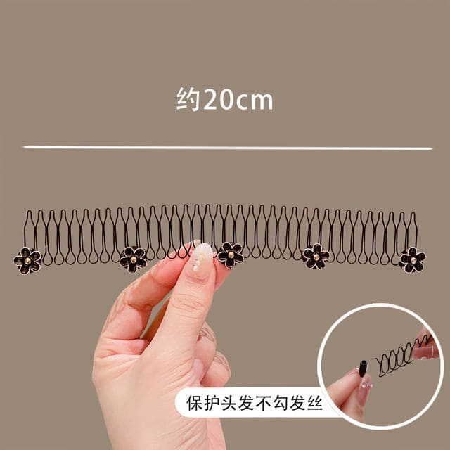 Acrylic Alloy Hair Comb (Various Designs) - 07 - Black &