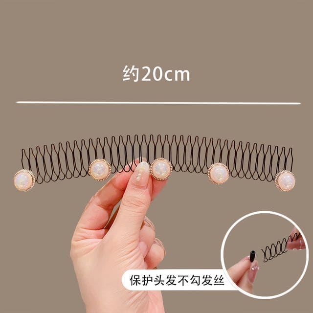 Acrylic Alloy Hair Comb (Various Designs) - 08 - White &