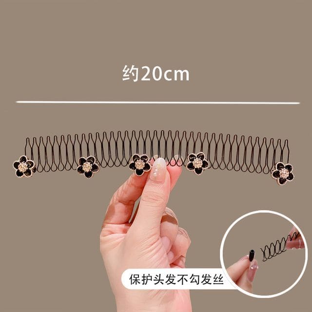 Acrylic Alloy Hair Comb (Various Designs) - 09 - Black &