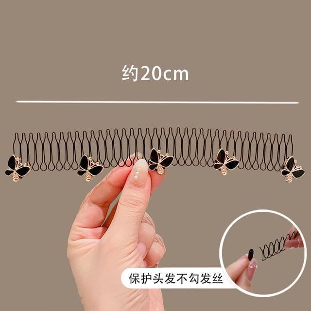 Acrylic Alloy Hair Comb (Various Designs) - 10 - Black &