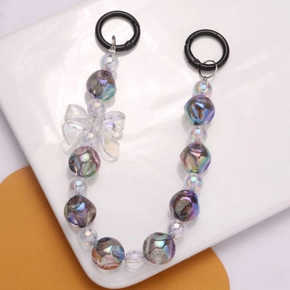 Acrylic Beaded Keychain - Q1311-3 - Translucent Black &