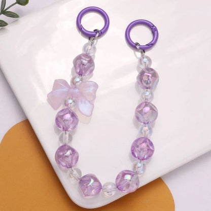 Acrylic Beaded Keychain - Q1311-4 - Translucent Purple &