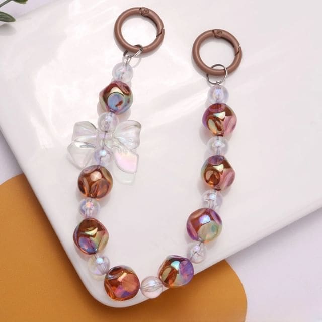 Acrylic Beaded Keychain - Q1311-5 - Translucent Brown &