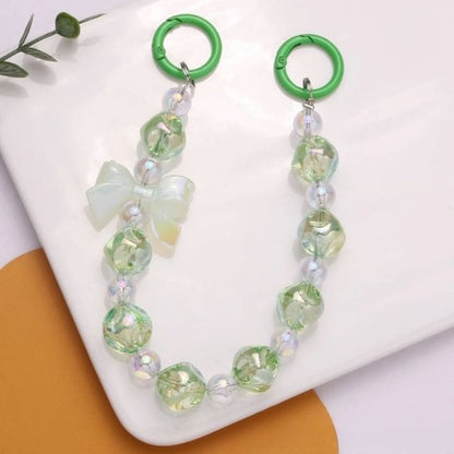 Acrylic Beaded Keychain - Q1311-7 - Translucent Green &