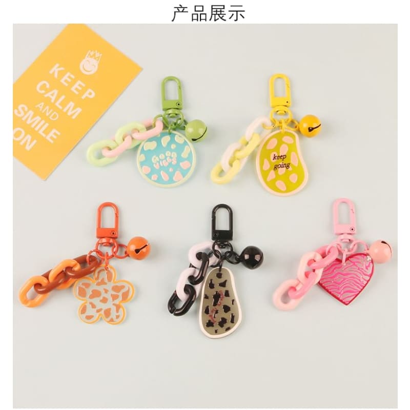 Acrylic Bell Chunky Chain Bag Charm Keyring (Various