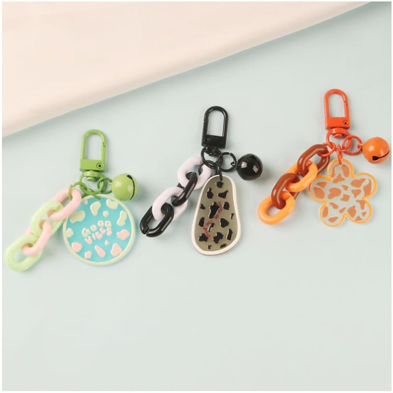 Acrylic Bell Chunky Chain Bag Charm Keyring (Various