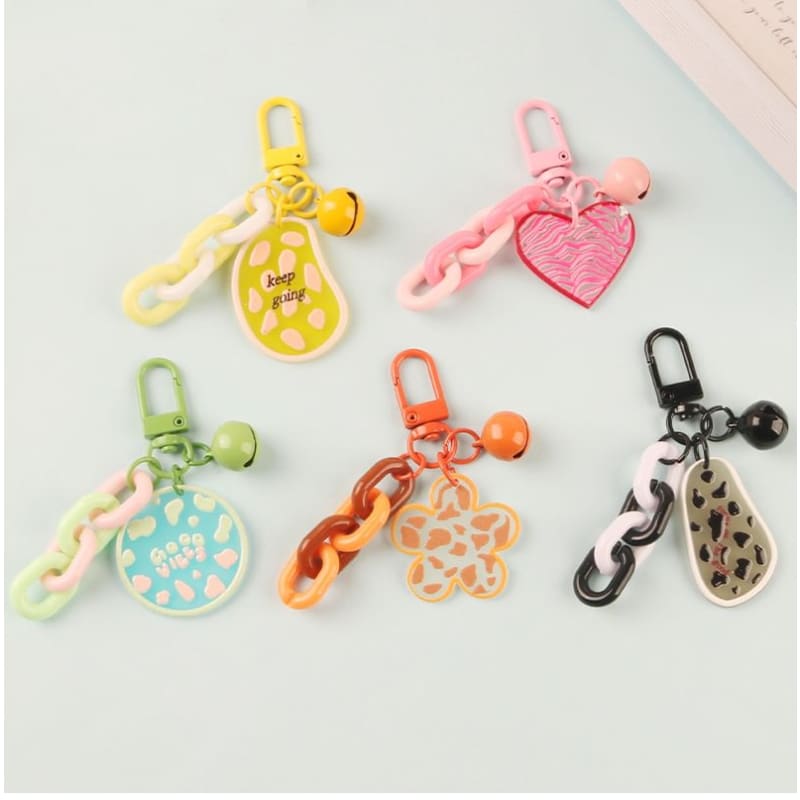 Acrylic Bell Chunky Chain Bag Charm Keyring (Various