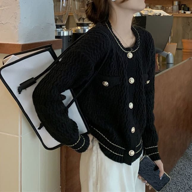 Aesthetic Knit Cardigan - Free Size / Black - Cardigan