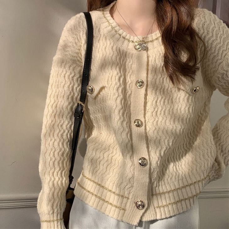 Aesthetic Knit Cardigan - Free Size / White - Cardigan