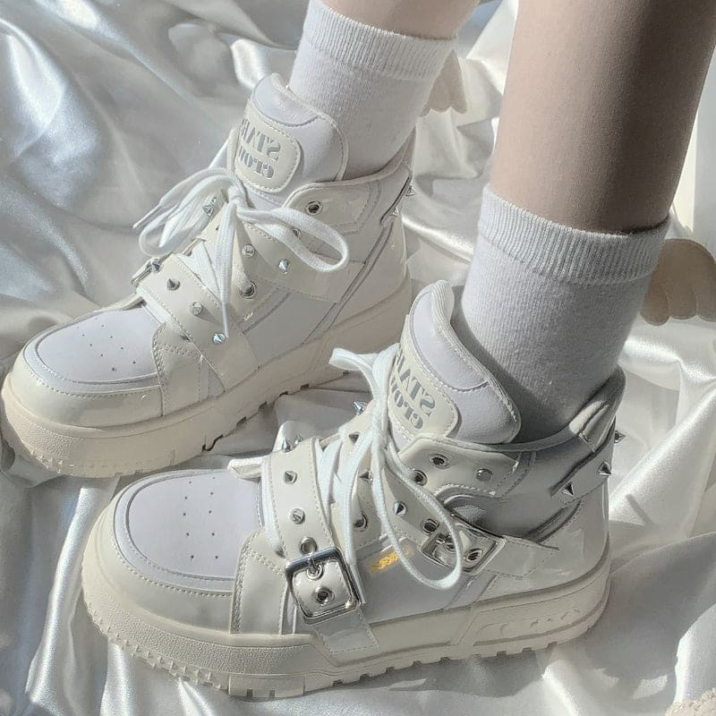 Aesthetic Punk Lolita Sneakers Shoes - White / 34/US5