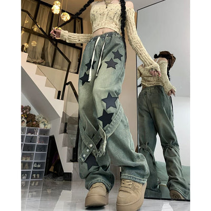 Aesthetic Star Patch Jeans - Jeans