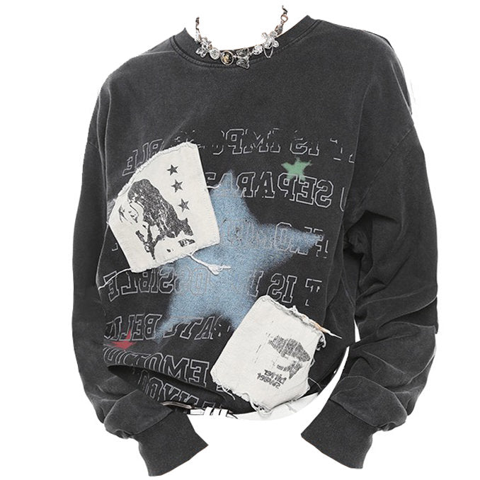 grey print sweatshirt boogzel clothing