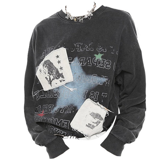 grey print sweatshirt boogzel clothing