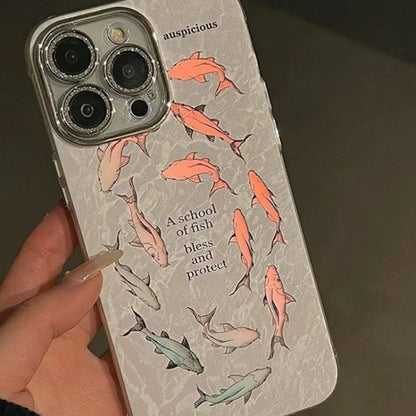 Aesthetics Shoal Of Fish Laser Phone Case - For iphone 11