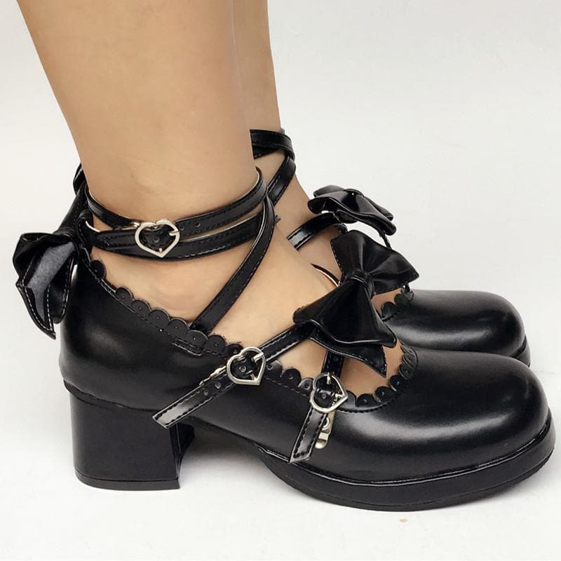 Lolita Made Black SP168083 Custom Shoes Cute Bow