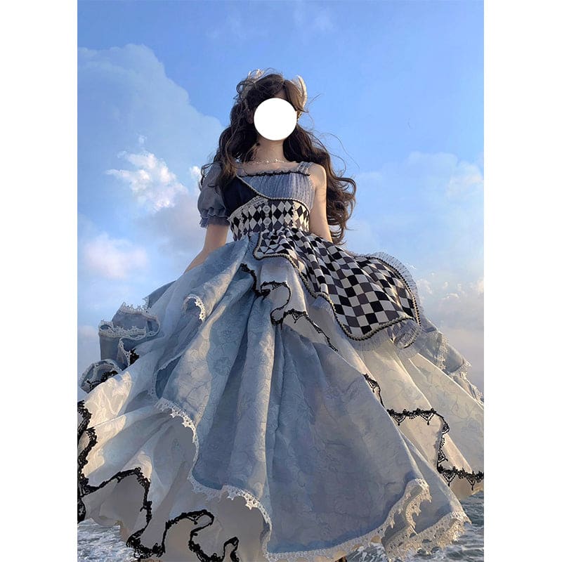 Alice In Wonderland Asymmetrical Retro Lolita Dress MK19189 KawaiiMoriStore Alice In Wonderland Asymmetrical Retro Lolita Dress MK19189 KawaiiMoriStore