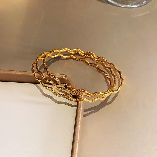 Alloy Bangle / Set - Set of 3 - Wavy Bangle - Gold