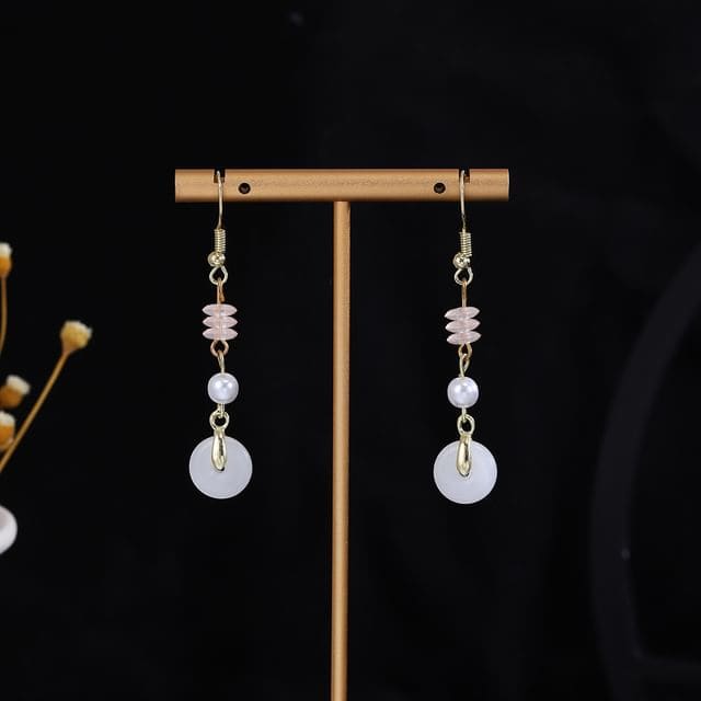 Alloy Chandelier Earring - E1990-13 - 1 Pair - Gold & White