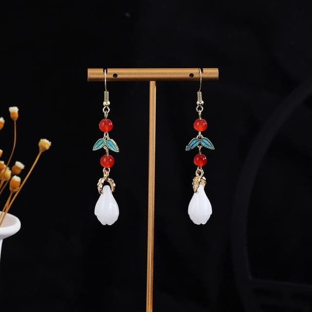 Alloy Chandelier Earring - E4106 - 1 Pair - Gold & White &