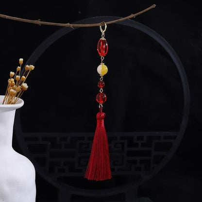 Alloy Chandelier Earring - E6085-2 - 1 Pc - Red & Yellow