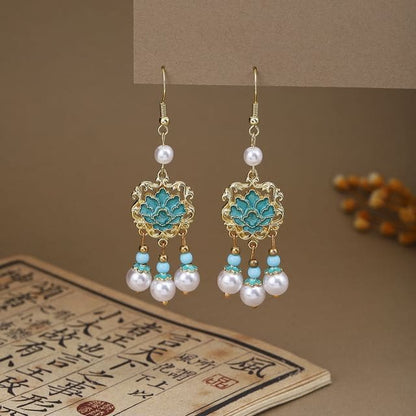 Alloy Chandelier Earring - E6406 - 1 Pair - Gold & Light