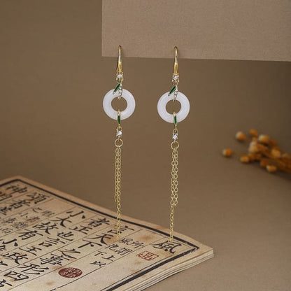 Alloy Chandelier Earring - E6410 - 1 Pair - Gold & White &