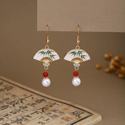 Alloy Chandelier Earring - E6412 - 1 Pair - Gold & White &