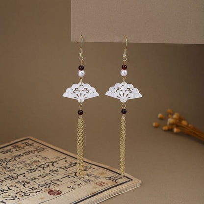 Alloy Chandelier Earring - E6421 - 1 Pair - Gold & White &