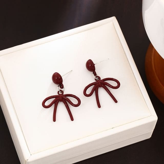 Alloy Drop Earring - 1 Pair - E3885 - Brown / One Size