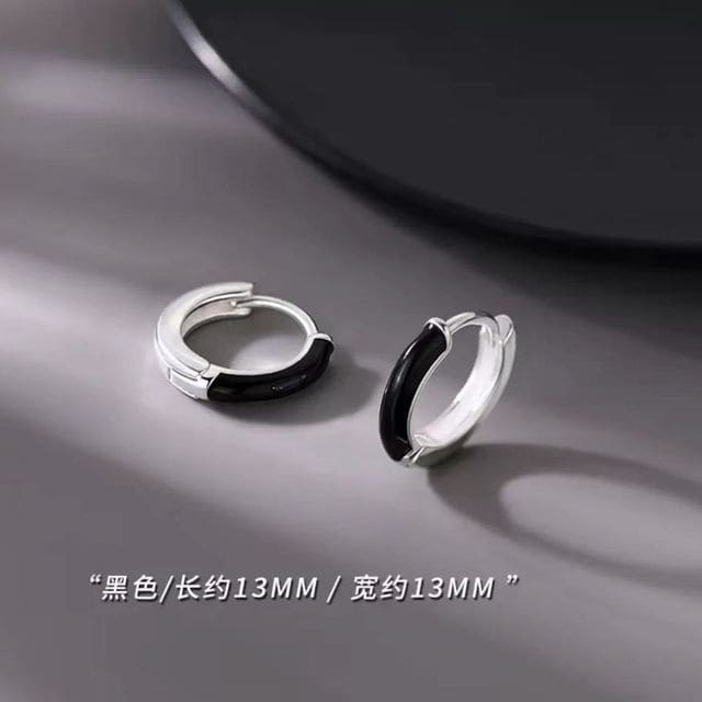 Alloy Hoop Earring - 1 Pair - Black / One Size