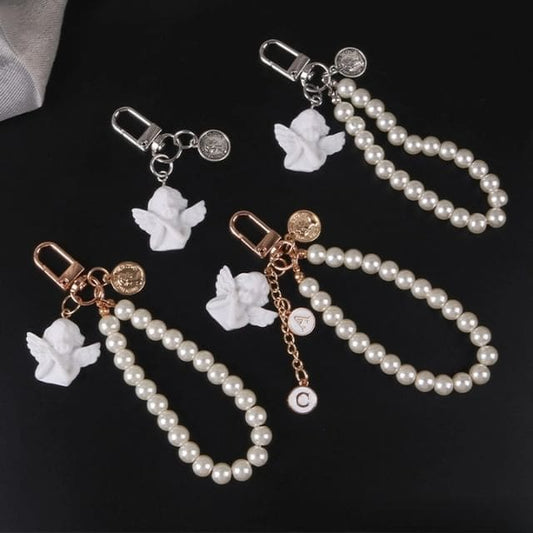 Angel Faux Alloy / Faux Pearl Bag Charm Keyring (Various