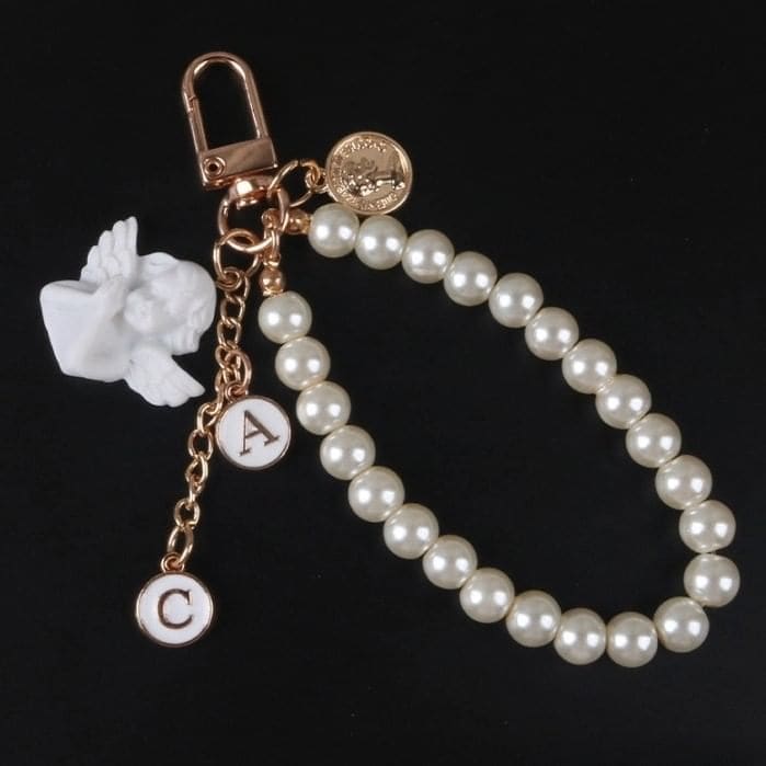 Angel Faux Alloy / Faux Pearl Bag Charm Keyring (Various