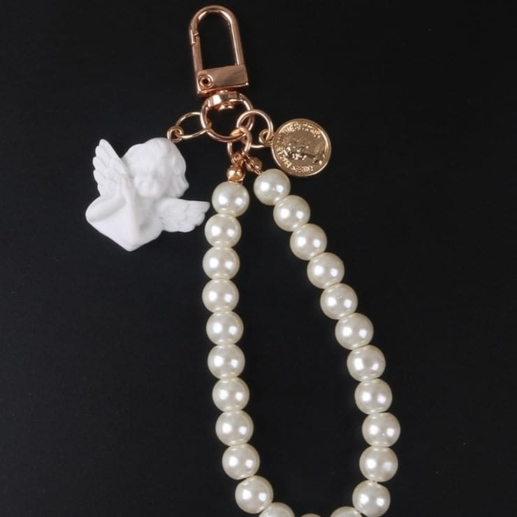 Angel Faux Alloy / Faux Pearl Bag Charm Keyring (Various