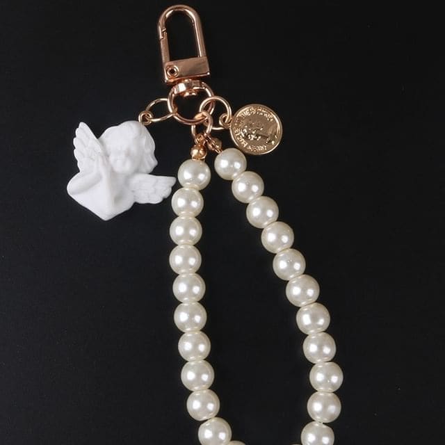 Angel Faux Alloy / Faux Pearl Bag Charm Keyring (Various