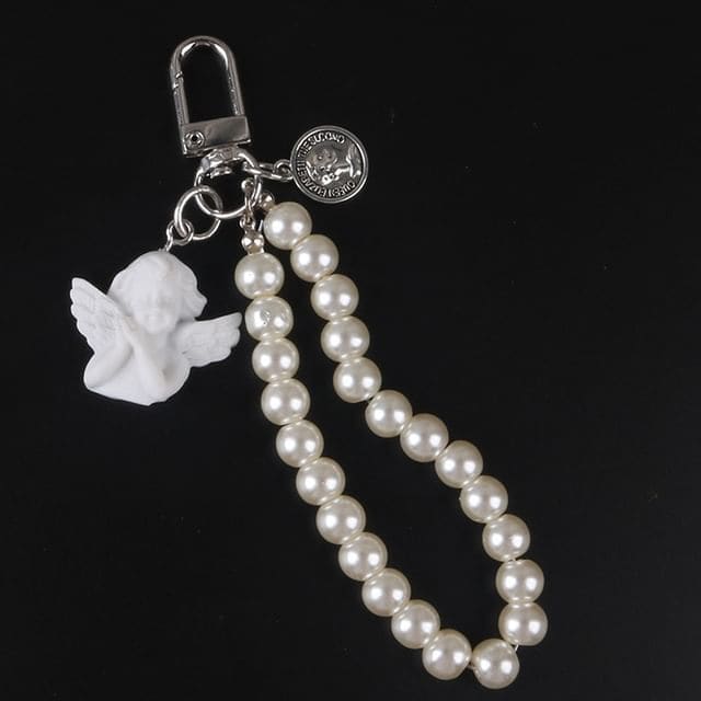 Angel Faux Alloy / Faux Pearl Bag Charm Keyring (Various