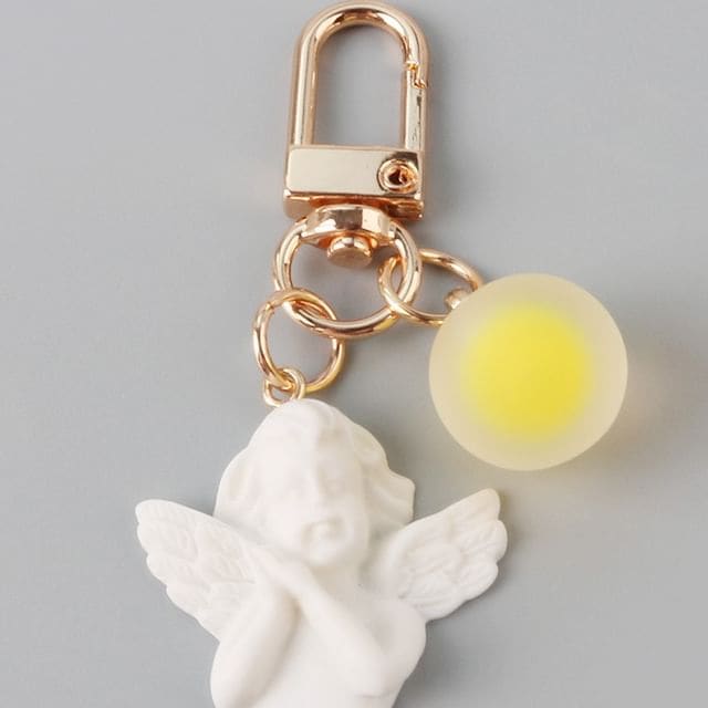 Angel Resin Keyring - Q490-1 - Yellow & White / One Size