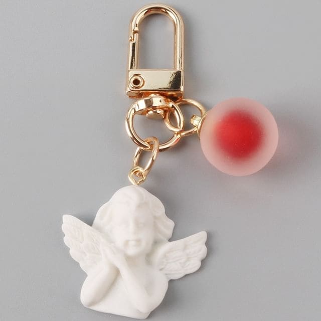 Angel Resin Keyring - Q490-5 - Red & White / One Size